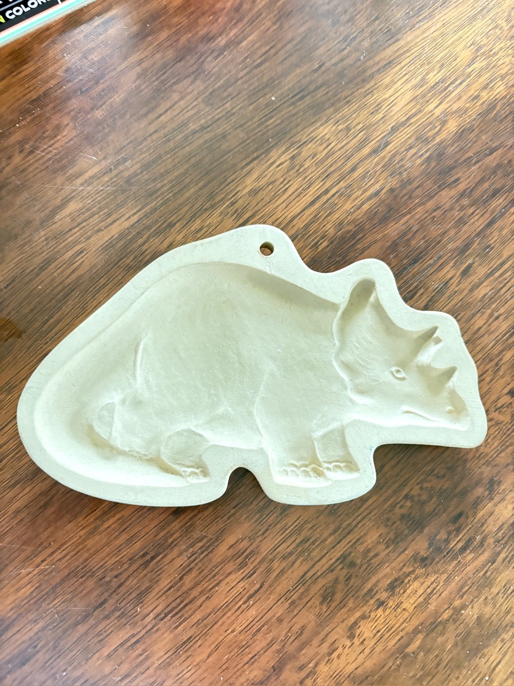 Brown Bag Cookie Art dinosaur stoneware press.  Vintage